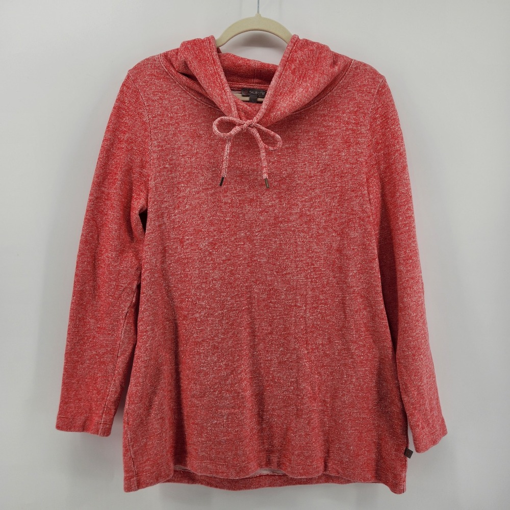 Talbots Coral Red Heathered Cowl Neck Sweater Long Sleeve‎ Casual Pullover Large